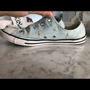 Hand embroidered flower converse